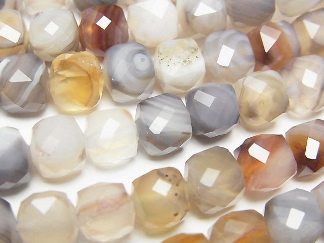 [Video] High Quality! Botswana Agate Cube Shape 7x7x7mm half or 1strand beads (aprx.14inch/34cm)