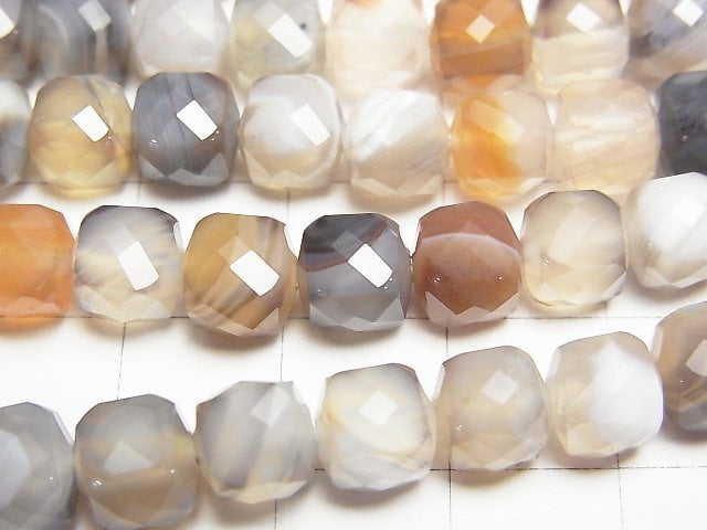 [Video] High Quality! Botswana Agate Cube Shape 7x7x7mm half or 1strand beads (aprx.14inch/34cm)