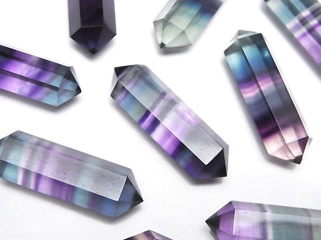 [Video] Multicolor Fluorite AAA Double Point 32x9x9mm Loose Stone 1pc