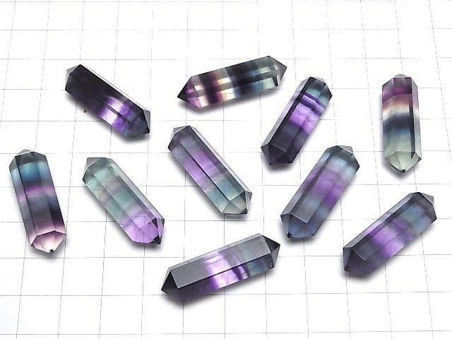 [Video] Multicolor Fluorite AAA Double Point 32x9x9mm Loose Stone 1pc