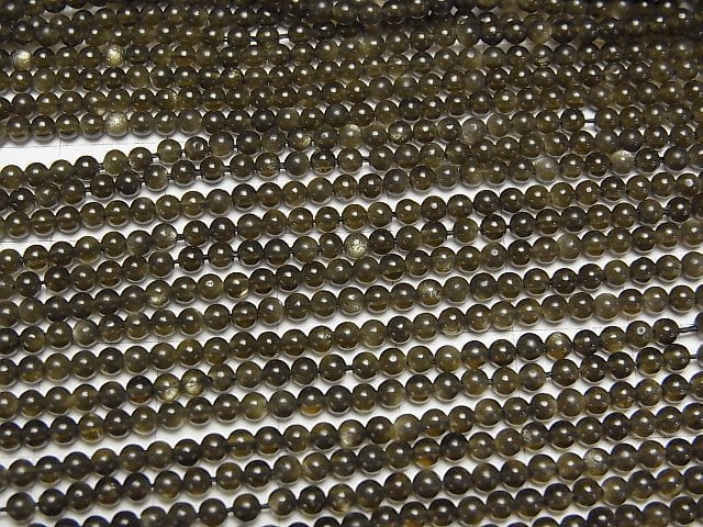 [Video] Golden Obsidian AAA Round 2.5mm 1strand beads (aprx.15inch/38cm)