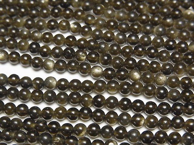 [Video] Golden Obsidian AAA Round 3mm 1strand beads (aprx.15inch/38cm)