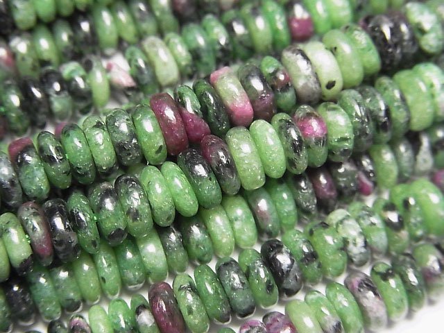 [Video]Ruby In Zoisite Roundel 6x6x2mm 1strand beads (aprx.15inch/37cm)