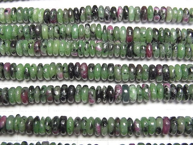 [Video]Ruby In Zoisite Roundel 6x6x2mm 1strand beads (aprx.15inch/37cm)