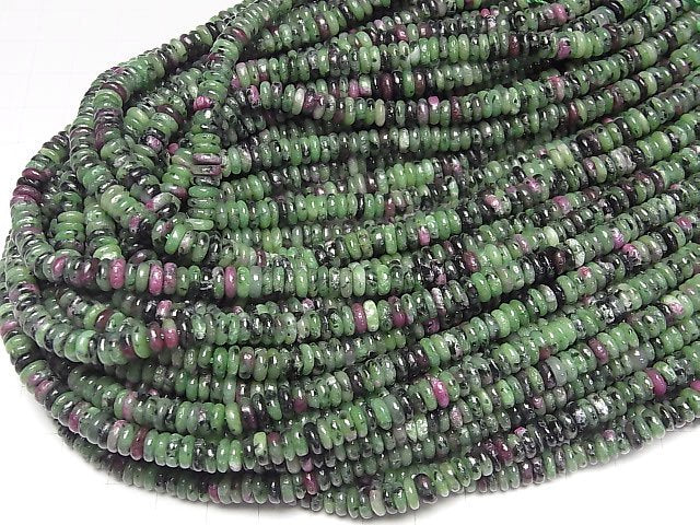 [Video]Ruby In Zoisite Roundel 6x6x2mm 1strand beads (aprx.15inch/37cm)