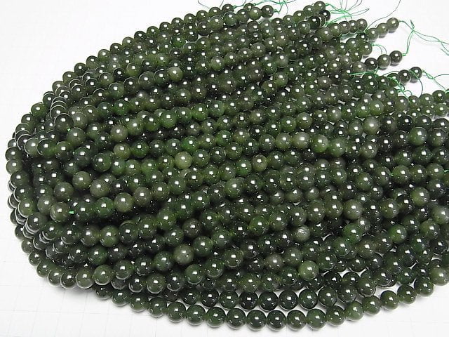 [Video] Canadian Nephrite Jade AA++ Round 8mm half or 1strand beads (aprx.15inch/37cm)