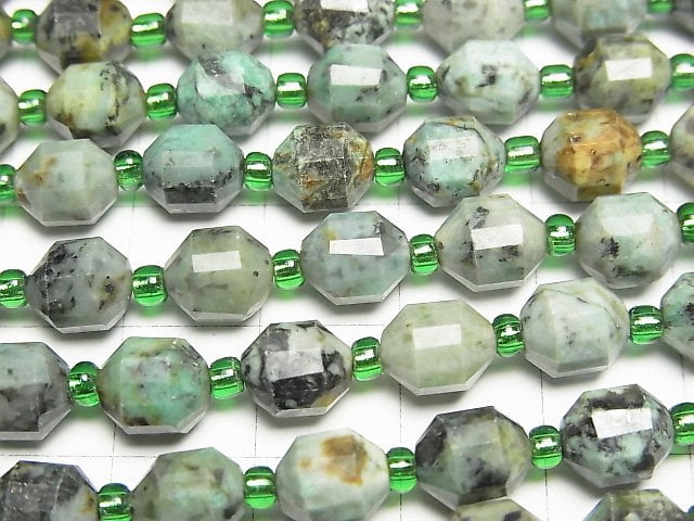 [Video]High Quality! African Turquoise Double Point Faceted Tube 8x7mm half or 1strand beads (aprx.15inch/37cm)