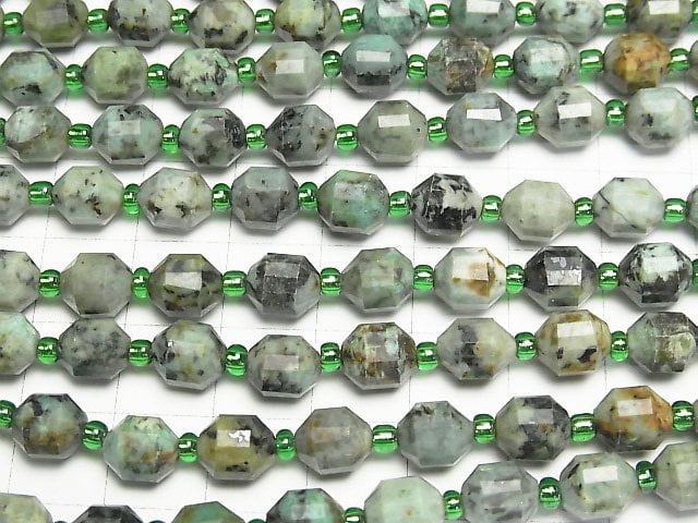 [Video]High Quality! African Turquoise Double Point Faceted Tube 8x7mm half or 1strand beads (aprx.15inch/37cm)