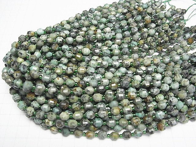 [Video]High Quality! African Turquoise Double Point Faceted Tube 8x7mm half or 1strand beads (aprx.15inch/37cm)