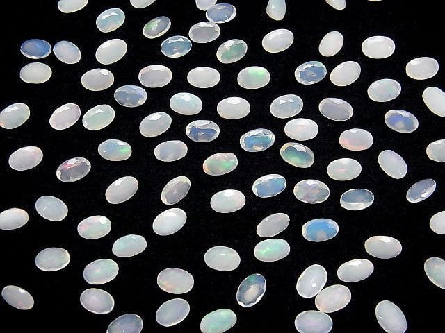 [Video]High Quality Ethiopian Opal AA+ Loose stone Oval Faceted 6x4mm 10pcs