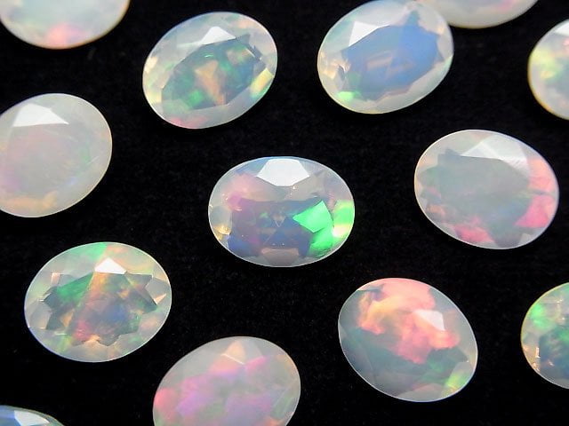 [Video]High Quality Ethiopian Opal AAA Loose stone Oval Faceted 10x8mm 2pcs