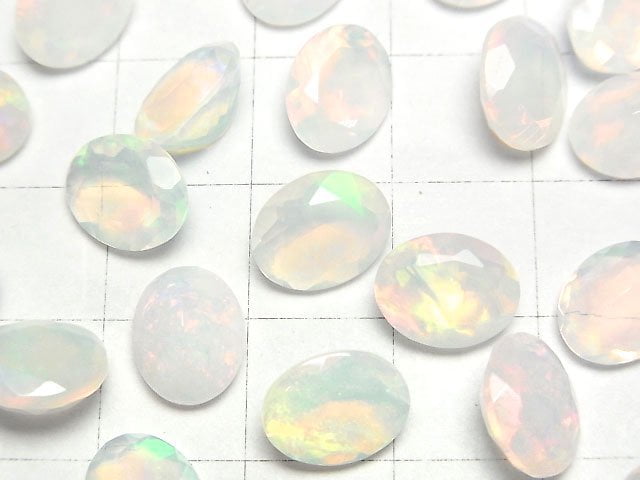 [Video]High Quality Ethiopian Opal AAA Loose stone Oval Faceted 10x8mm 2pcs