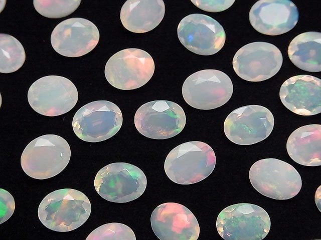 [Video]High Quality Ethiopian Opal AAA Loose stone Oval Faceted 10x8mm 2pcs