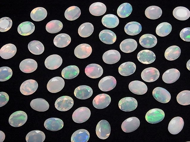 [Video]High Quality Ethiopian Opal AAA Loose stone Oval Faceted 10x8mm 2pcs