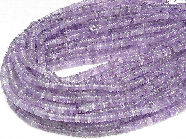 [Video] Light color Amethyst AA Roundel 6x6x2mm 1strand beads (aprx.15inch/37cm)