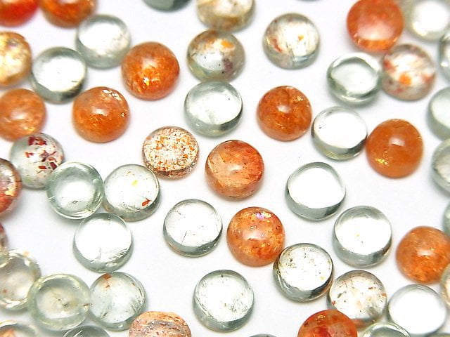 [Video]High Quality Multicolor Sunstone AAA Round Cabochon 6x6mm 5pcs