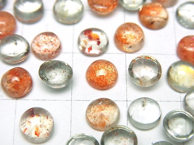 [Video]High Quality Multicolor Sunstone AAA Round Cabochon 6x6mm 5pcs