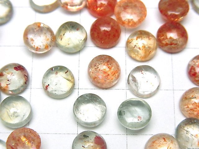 [Video]High Quality Multicolor Sunstone AAA Round Cabochon 7x7mm 3pcs