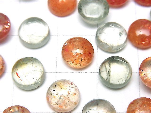 [Video]High Quality Multicolor Sunstone AAA- Round Cabochon 8x8mm 3pcs