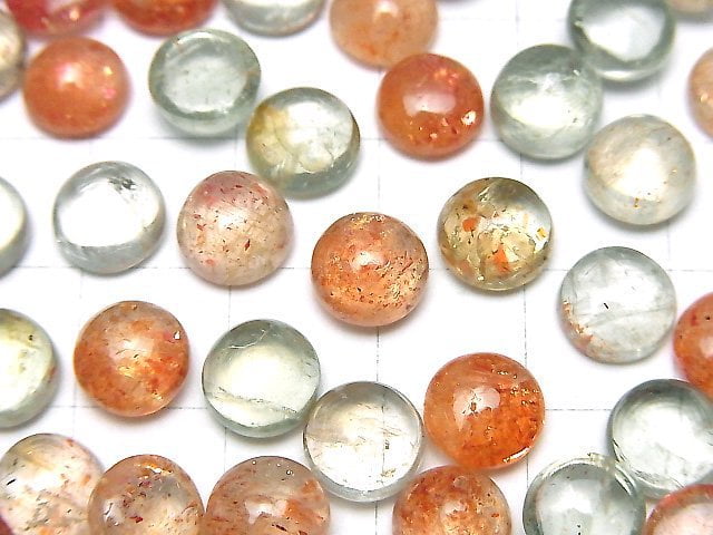 [Video]High Quality Multicolor Sunstone AAA- Round Cabochon 8x8mm 3pcs