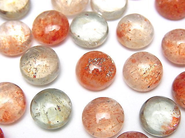 [Video]High Quality Multicolor Sunstone AAA- Round Cabochon 10x10mm 3pcs