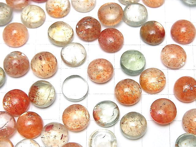 [Video]High Quality Multicolor Sunstone AAA- Round Cabochon 10x10mm 3pcs