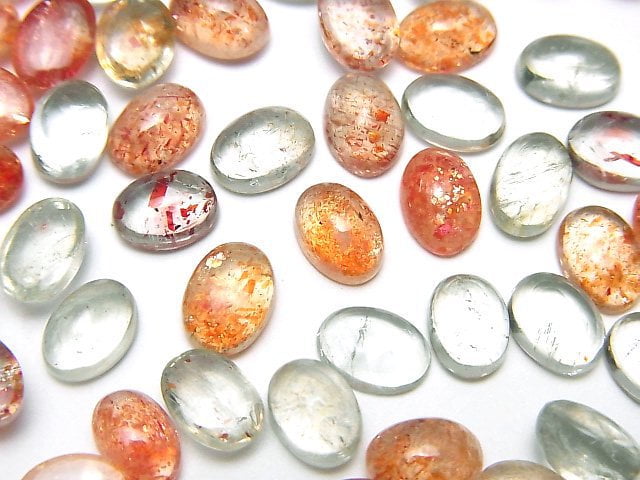 [Video]High Quality Multicolor Sunstone AAA Oval Cabochon 7x5mm 5pcs