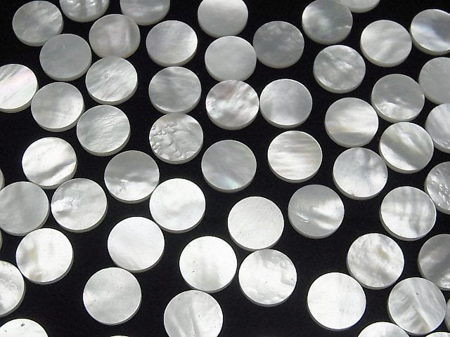 [Video] High Quality White Shell (Silver-lip Oyster) AAA Undrilled Flat Coin 10x10mm 5pcs