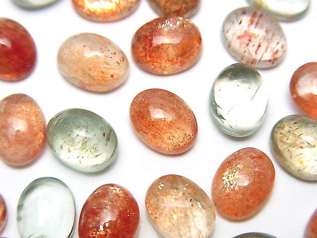 [Video]High Quality Multicolor Sunstone AAA Oval Cabochon 9x7mm 3pcs