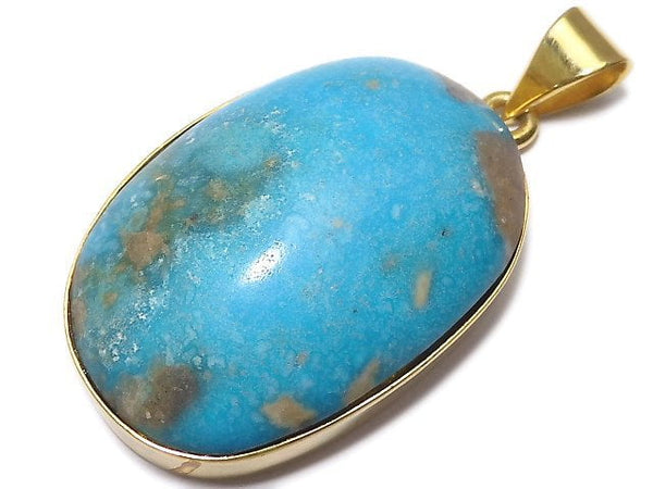 [Video][One of a kind] Persian Turquoise AA++ Pendant 18KGP NO.100