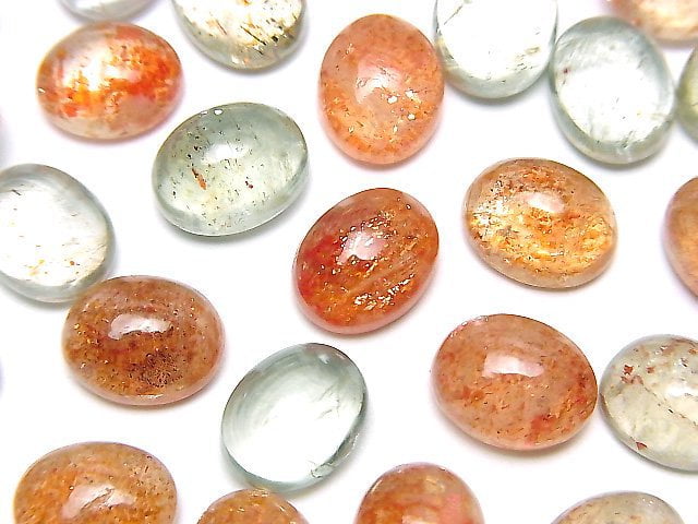 [Video]High Quality Multicolor Sunstone AAA Oval Cabochon 10x8mm 3pcs