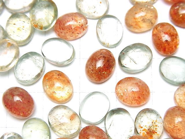 [Video]High Quality Multicolor Sunstone AAA Oval Cabochon 10x8mm 3pcs