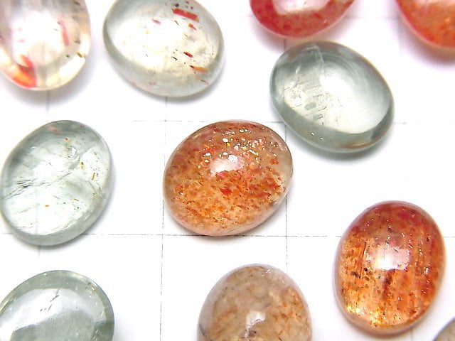 [Video]High Quality Multicolor Sunstone AAA- Oval Cabochon 11x9mm 3pcs