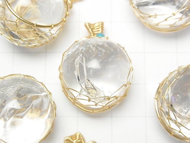 [Video]Iris Quartz AA++ Round 19mm-22mm Wire Art Pendant 2pcs