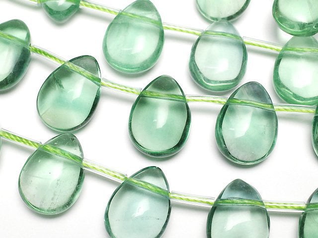 [Video] Green Fluorite AAA- Pear shape (Smooth) 14x10x6mm half or 1strand beads (aprx.7inch/18cm)