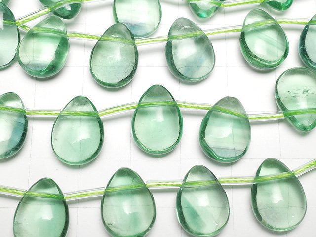 [Video] Green Fluorite AAA- Pear shape (Smooth) 14x10x6mm half or 1strand beads (aprx.7inch/18cm)