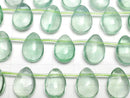 [Video] Green Fluorite AAA- Pear shape (Smooth) 14x10x6mm half or 1strand beads (aprx.7inch/18cm)