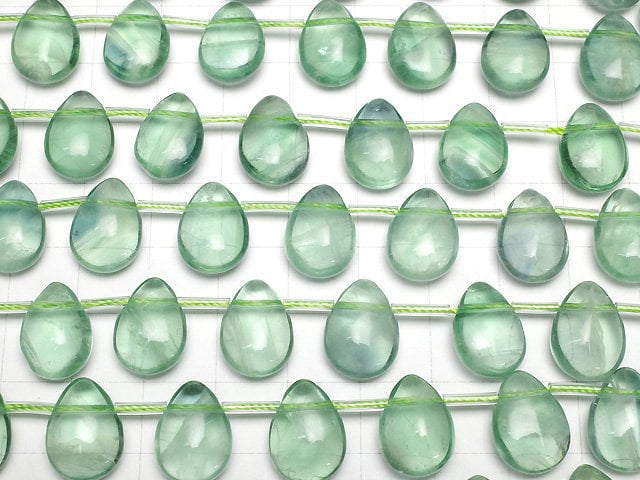 [Video] Green Fluorite AAA- Pear shape (Smooth) 14x10x6mm half or 1strand beads (aprx.7inch/18cm)