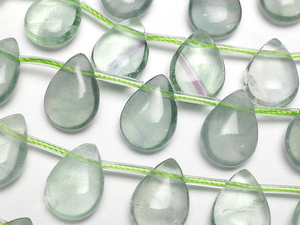 [Video] Green Fluorite AA+ Pear shape (Smooth) 14x10x6mm 1strand beads (aprx.7inch/18cm)