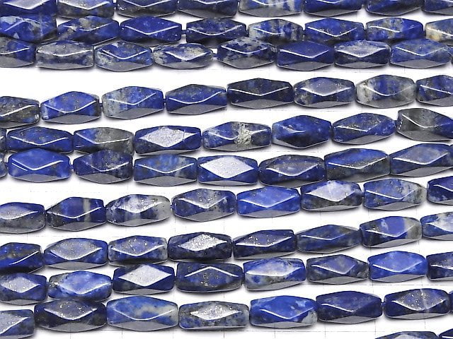 [Video] Lapislazuli AA+ Rectangle Faceted Tube 1strand beads (aprx.13inch/32cm)