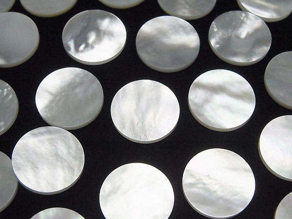 [Video] High Quality White Shell (Silver-lip Oyster) AAA Undrilled Flat Coin 14x14mm 4pcs