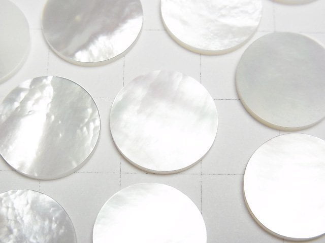 [Video] High Quality White Shell (Silver-lip Oyster) AAA Undrilled Flat Coin 14x14mm 4pcs