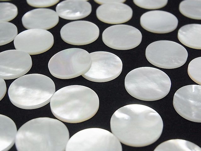 [Video] High Quality White Shell (Silver-lip Oyster) AAA Undrilled Flat Coin 14x14mm 4pcs