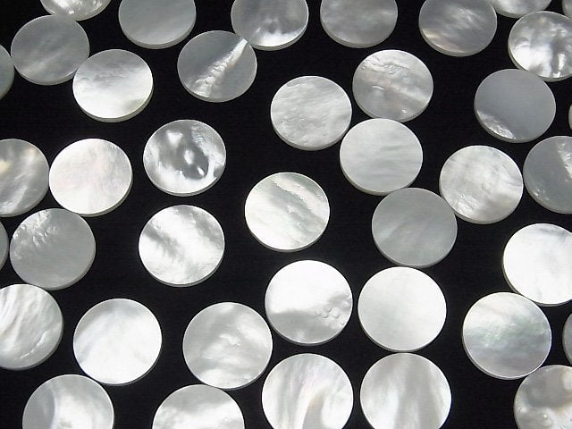 [Video] High Quality White Shell (Silver-lip Oyster) AAA Undrilled Flat Coin 14x14mm 4pcs