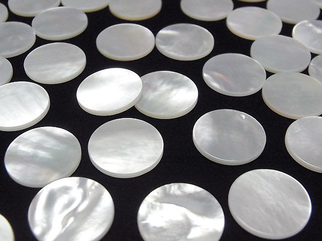 [Video] High Quality White Shell (Silver-lip Oyster) AAA Undrilled Flat Coin 16x16mm 3pcs