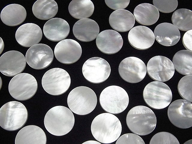 [Video] High Quality White Shell (Silver-lip Oyster) AAA Undrilled Flat Coin 16x16mm 3pcs