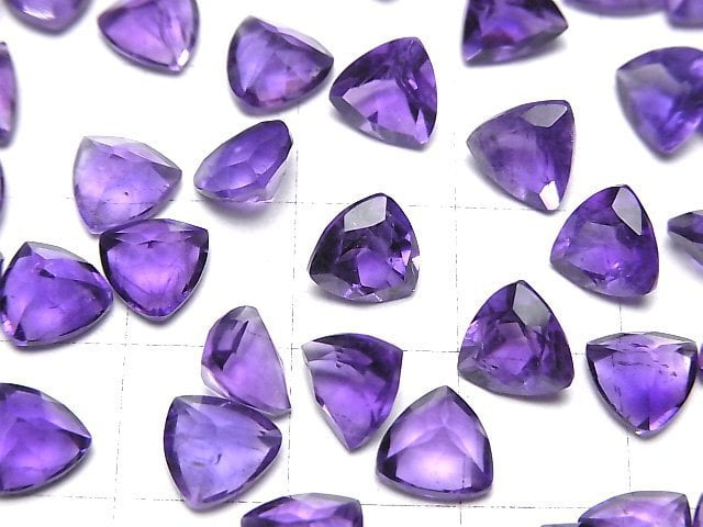 [Video]High Quality Amethyst AAA- Loose stone Triangle Faceted 7x7mm 3pcs