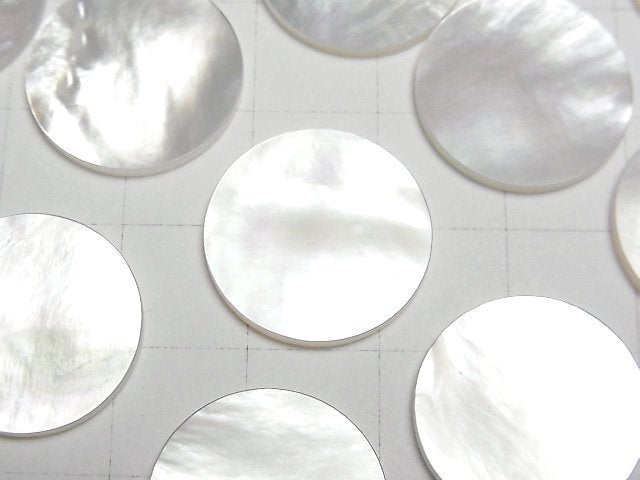 [Video] High Quality White Shell (Silver-lip Oyster) AAA Undrilled Flat Coin 18x18mm 3pcs