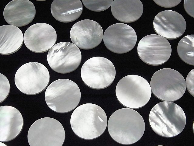 [Video] High Quality White Shell (Silver-lip Oyster) AAA Undrilled Flat Coin 18x18mm 3pcs