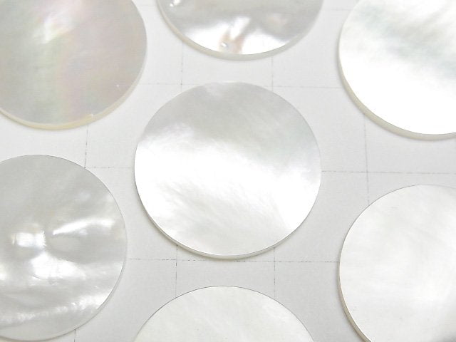 [Video] High Quality White Shell (Silver-lip Oyster) AAA Undrilled Flat Coin 20x20mm 2pcs